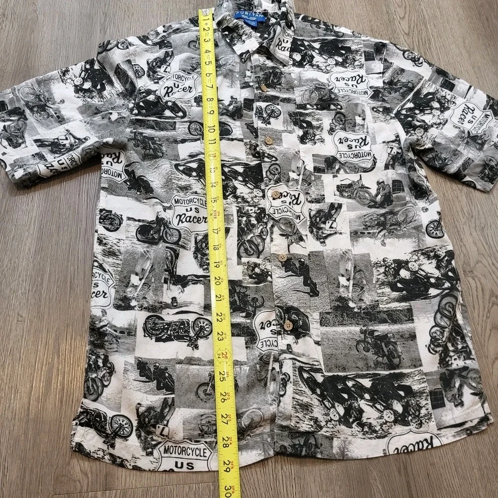Vintage Puritan Men's Hawaiian Shirt Button up Motorcycle US Racer Sze M